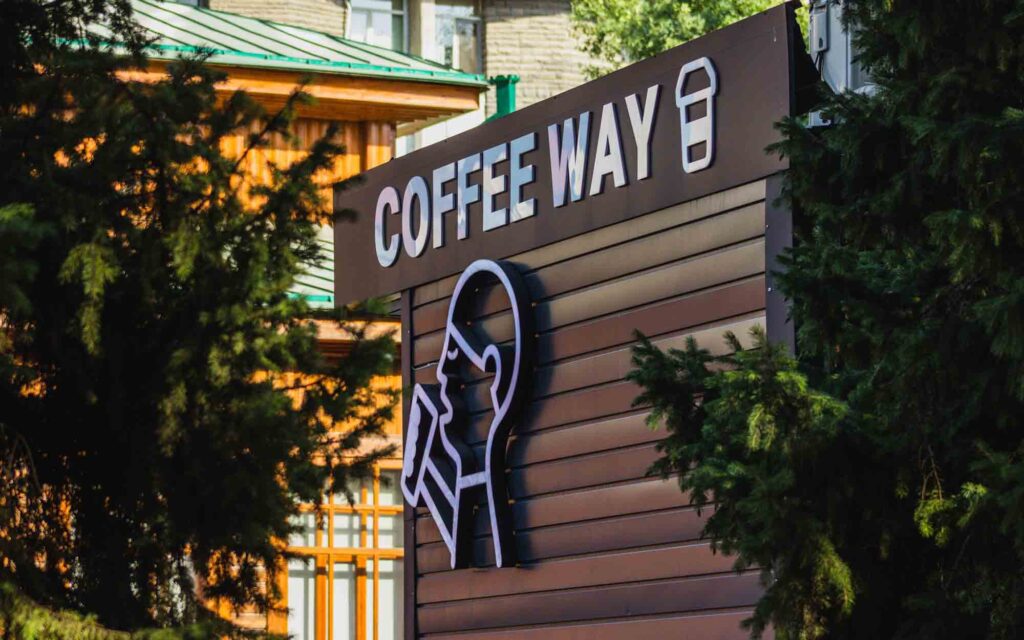 A Coffee Way chain sign in Kazakhstan.