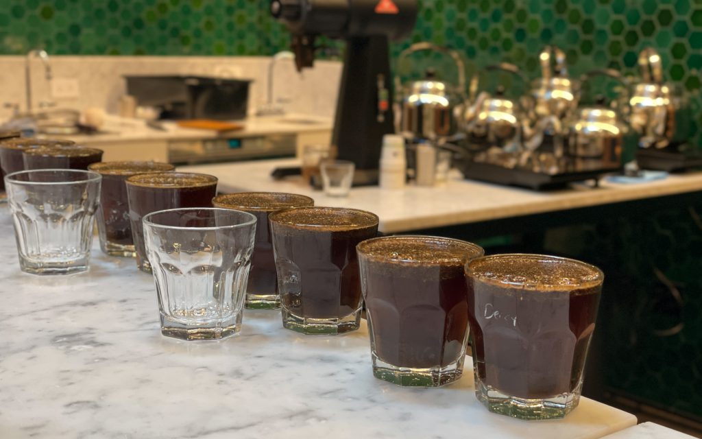 A cupping session at the Crown: Royal Coffee Lab & Tasting Room.