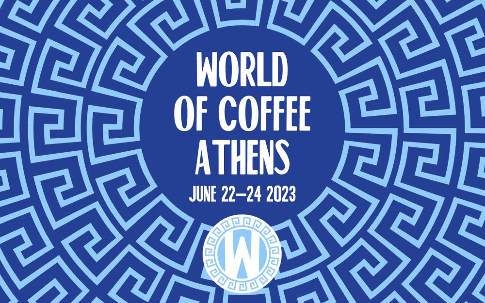 The logo of World of Coffee Athens 2023.